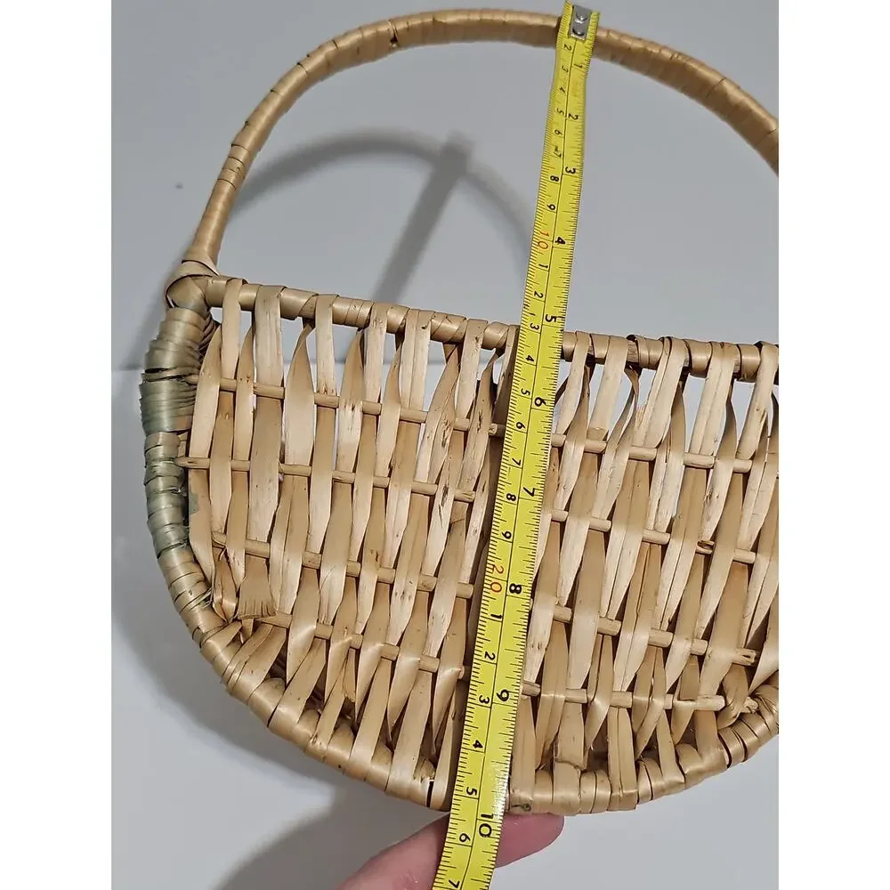Vintage Woven Hanging Wall Basket Plant Pocket Cottagecore Country Farmhouse
